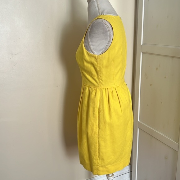 J.Crew Factory Textured Cotton Bright Yellow Classic Sleeveless Dress - Size 4 - Picture 5 of 9